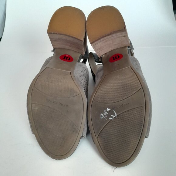 Women’s Marc Fisher Gray Suede Back Zip Peep Toe Block Heel Ankle Strap Size 10M - Picture 5 of 8